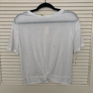 White Sheer Front Knot Top